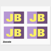 Monogramm Anfangsbuchstaben Indigogelb Minimalisti Rechteckiger Aufkleber (Blatt)