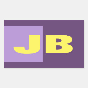 Monogramm Anfangsbuchstaben Indigogelb Minimalisti Rechteckiger Aufkleber