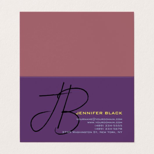 Monogramm Anfangsbuchstaben Indizierung Minimalist Visitenkarten (Außenseite Aufgefaltet)