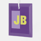 Monogramm Anfangsbuchstaben Lila gelb Ornament Aus Glas (Vorderseite links)