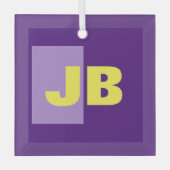 Monogramm Anfangsbuchstaben Lila gelb Ornament Aus Glas (Vorderseite)