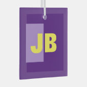 Monogramm Anfangsbuchstaben Lila gelb Ornament Aus Glas (Vorderseite Rechts)