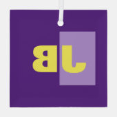 Monogramm Anfangsbuchstaben Lila gelb Ornament Aus Glas (Rückseite)