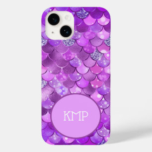 Monogramm Anfangsbuchstaben Lila Silber Meerjungfr Case-Mate iPhone 14 Hülle