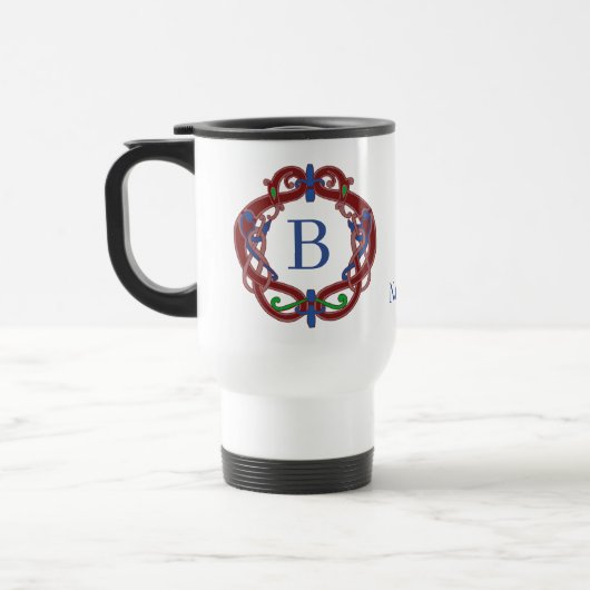 Monogramm Anfangsbuchstaben Name keltisches Design Reisebecher (Links)