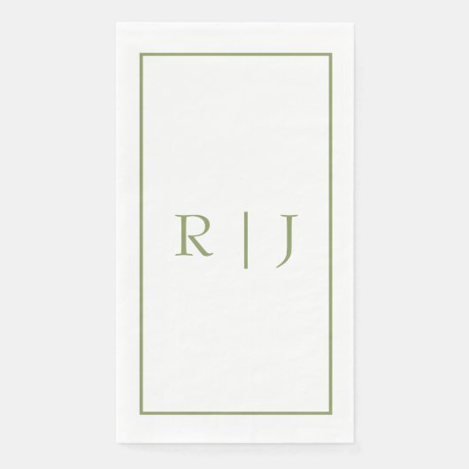 Monogramm Anfangsbuchstaben Name Moosgrün Elegante Serviette (Vorderseite)