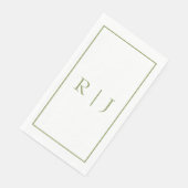 Monogramm Anfangsbuchstaben Name Moosgrün Elegante Serviette (Ecke)