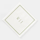 Monogramm Anfangsbuchstaben Name Moosgrün Moderne Serviette (Ecke)