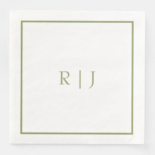 Monogramm Anfangsbuchstaben Name Moosgrün Moderne  Serviette