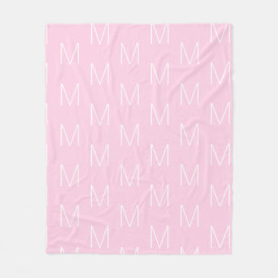 Monogramm Anfangsbuchstaben pink weiß anpassen Fleecedecke