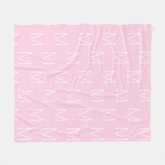 Monogramm Anfangsbuchstaben pink weiß anpassen Fleecedecke (Vorderseite (Horizontal))