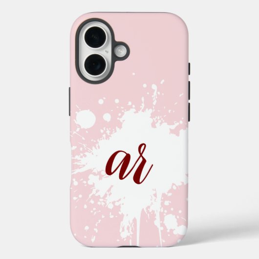 Monogramm Anfangsbuchstaben Puderrosa Weiß Spritze Case-Mate iPhone Hülle (Rückseite)