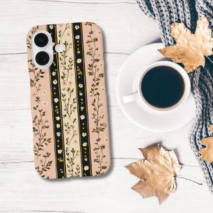 Monogramm-Anfangsbuchstaben Rosa Beige Schwarz Flo iPhone 16 Hülle