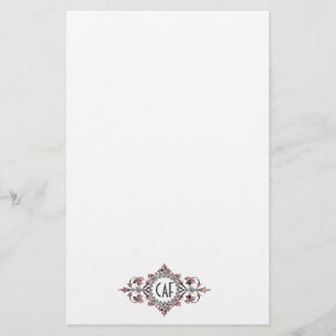 Monogramm Anfangsbuchstaben Rosa Grau Verzierung Briefpapier