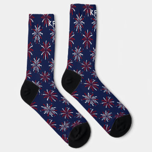 Monogramm-Anfangsbuchstaben Rot & Weiß Feuerwerk a Socken