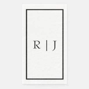 Monogramm Anfangsbuchstaben Schwarz Weiß Einfache  Serviette