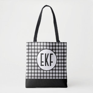 Monogramm Anfangsbuchstaben Schwarz Weiß Kariert G Tasche