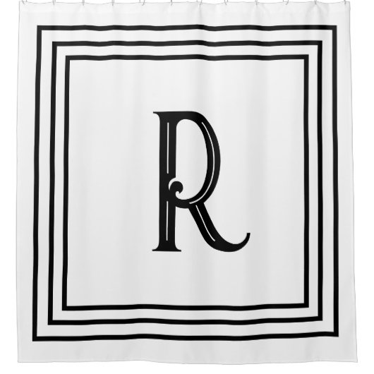 Monogramm Anfangsbuchstaben Schwarz Weiß Schrift D Duschvorhang (Vorderseite)