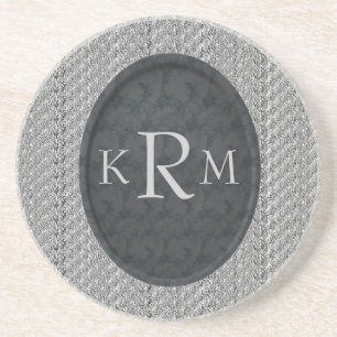 Monogramm Anfangsbuchstaben Schwarzes Floral Perso Getränkeuntersetzer