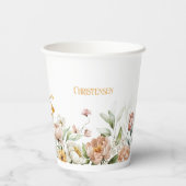 Monogramm, Anfangsbuchstaben und Name, Blumengrenz Pappbecher (Rückseite)