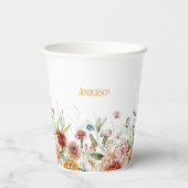 Monogramm, Anfangsbuchstaben und Name, Blumengrenz Pappbecher (Rückseite)