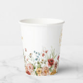 Monogramm, Anfangsbuchstaben und Name, Blumengrenz Pappbecher (Rechts)