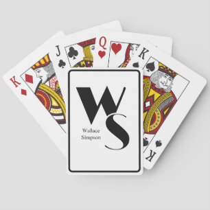 Monogramm Anfangsbuchstaben und Name Schwarz & Wei Spielkarten