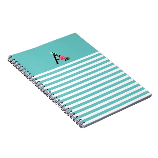 Monogramm Anfangsbuchstaben Weißrosa Rosenstreifen Notizblock (Rechte Seite)