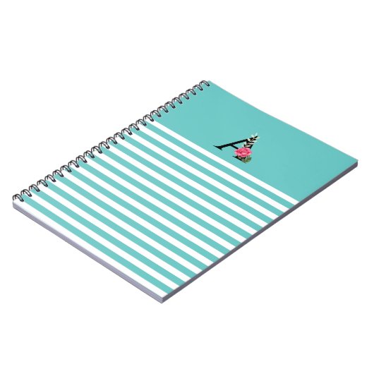 Monogramm Anfangsbuchstaben Weißrosa Rosenstreifen Notizblock (Linke Seite)