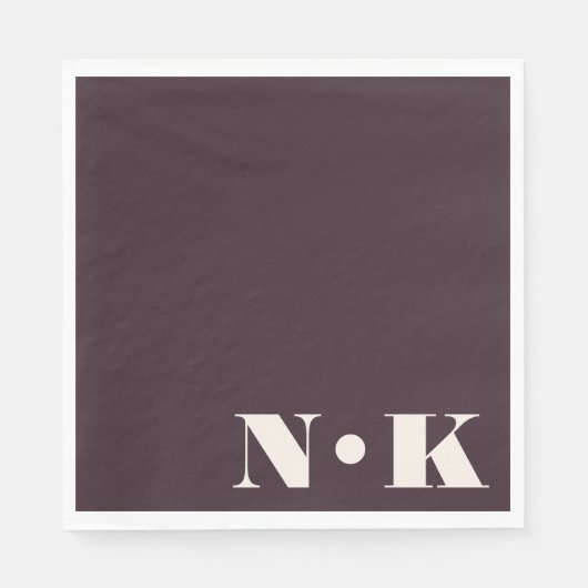 Monogramm Anfangsbuchstaben Winterpflaume Benutzer Serviette (Vorderseite)