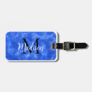 Monogramm Anfangsfarbstoff Individuelle Name Blue Gepäckanhänger