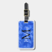Monogramm Anfangsfarbstoff Individuelle Name Blue  Gepäckanhänger (Vorderseite vertikal)