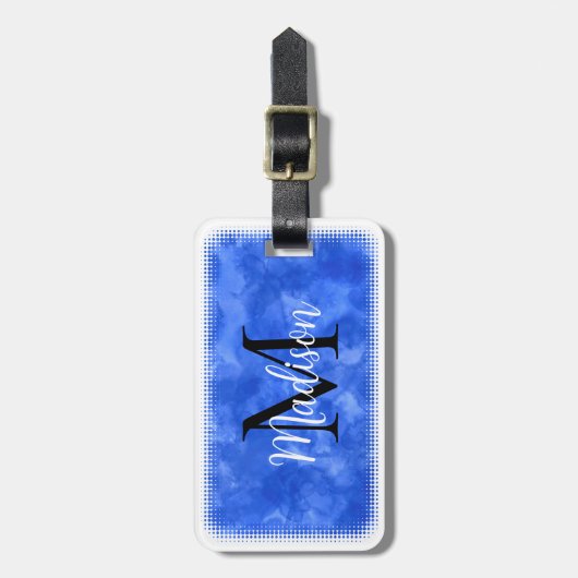 Monogramm Anfangsfarbstoff Individuelle Name Blue Gepäckanhänger (Vorderseite vertikal)
