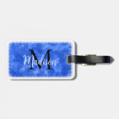 Monogramm Anfangsfarbstoff Individuelle Name Blue  Gepäckanhänger (Rückseite horizontal)