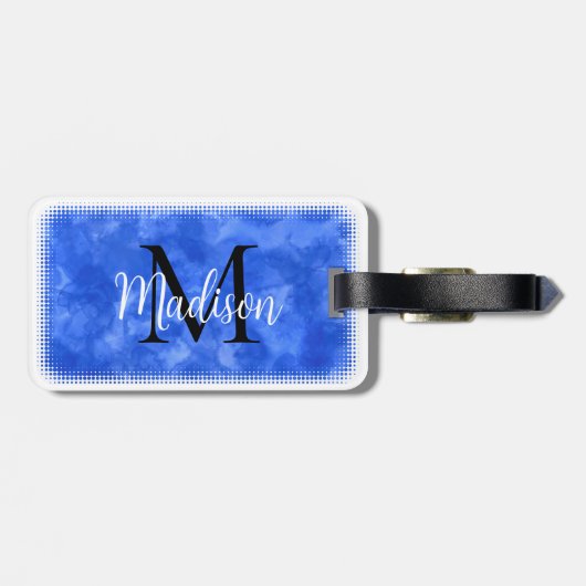 Monogramm Anfangsfarbstoff Individuelle Name Blue  Gepäckanhänger (Rückseite horizontal)