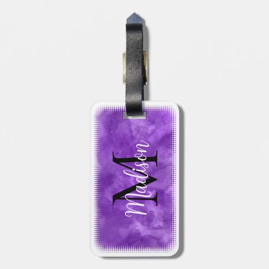Monogramm Anfangsfarbstoff Lila Individuelle Name Gepäckanhänger (Rückseite vertikal)
