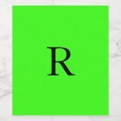 Monogramm Anfangsfarbstoff Neon Green Bright Brigh Weinetikett (Einzelnes Label)