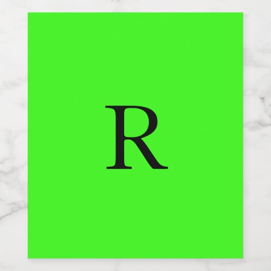 Monogramm Anfangsfarbstoff Neon Green Bright Brigh Weinetikett (Einzelnes Label)