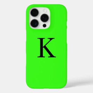 Monogramm Anfangsfarbstoff Neon Green Solid Color iPhone 16 Pro Hülle