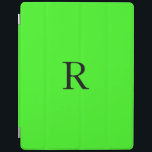 Monogramm Anfangsfarbstoff Neon Green Solid Color  iPad Hülle<br><div class="desc">Entworfen mit Textvorlage für Monogramm erste und elegante solide Farbe neongrüne Hintergrund</div>