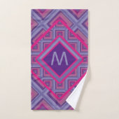 Monogramm Anfangsgeo Lila rosa Diamantmuster Badhandtuch Set (Handtuch)