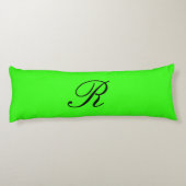 Monogramm-Anfangsgrüner Neonnormallack elegant Seitenschläferkissen (Rückseite)