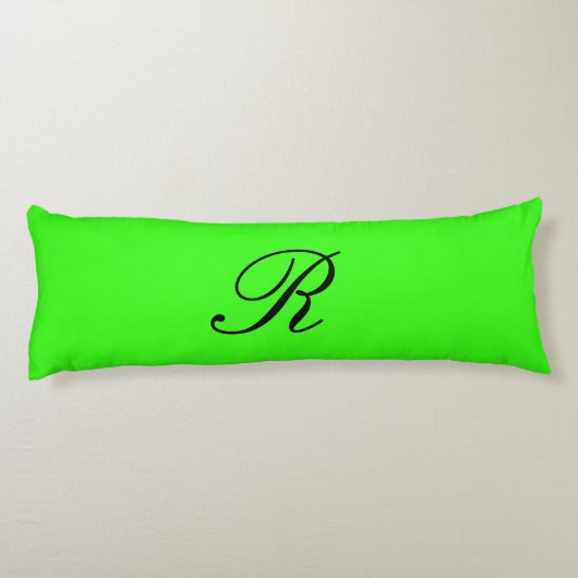 Monogramm-Anfangsgrüner Neonnormallack elegant Seitenschläferkissen (Rückseite)