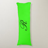 Monogramm-Anfangsgrüner Neonnormallack elegant Seitenschläferkissen (Vorderseite Vertikal)
