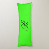 Monogramm-Anfangsgrüner Neonnormallack elegant Seitenschläferkissen (Rückseite (Vertikal))