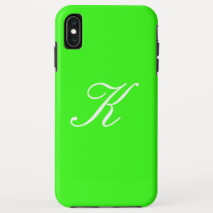 Monogramm-Anfangsgrüner Normallack-Neonhintergrun Case-Mate iPhone Hülle
