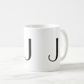 Monogramm Anfangsj schwarze u. weiße moderne Kaffeetasse (VorderseiteRechts)