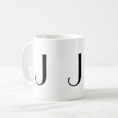 Monogramm Anfangsj schwarze u. weiße moderne Kaffeetasse (Vorderseite Links)