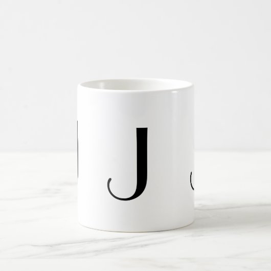 Monogramm Anfangsj schwarze u. weiße moderne Kaffeetasse (Mittel)