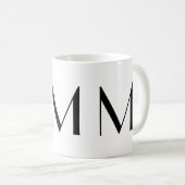 Monogramm Anfangsm schwarze u. weiße moderne Kaffeetasse (VorderseiteRechts)